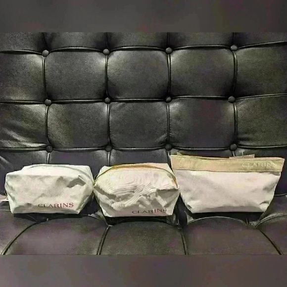 Bundle of 3 Clarins Travel Cream + White Make up Bags - NWT - Picture 4 of 10